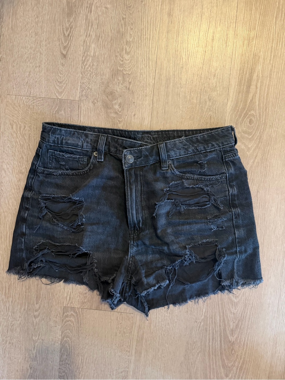 American Eagle Outfitters Black Distressed Jean Shorts
